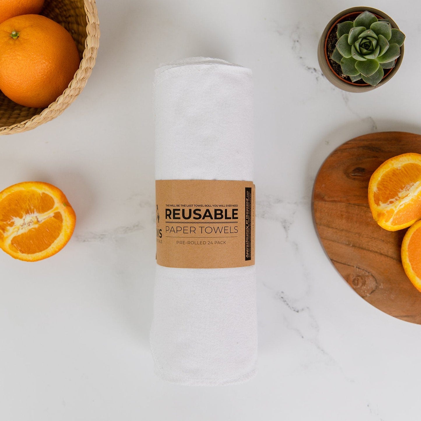 Reusable Paper Towels - 100% Organic Cotton, 12 or 24 Pack